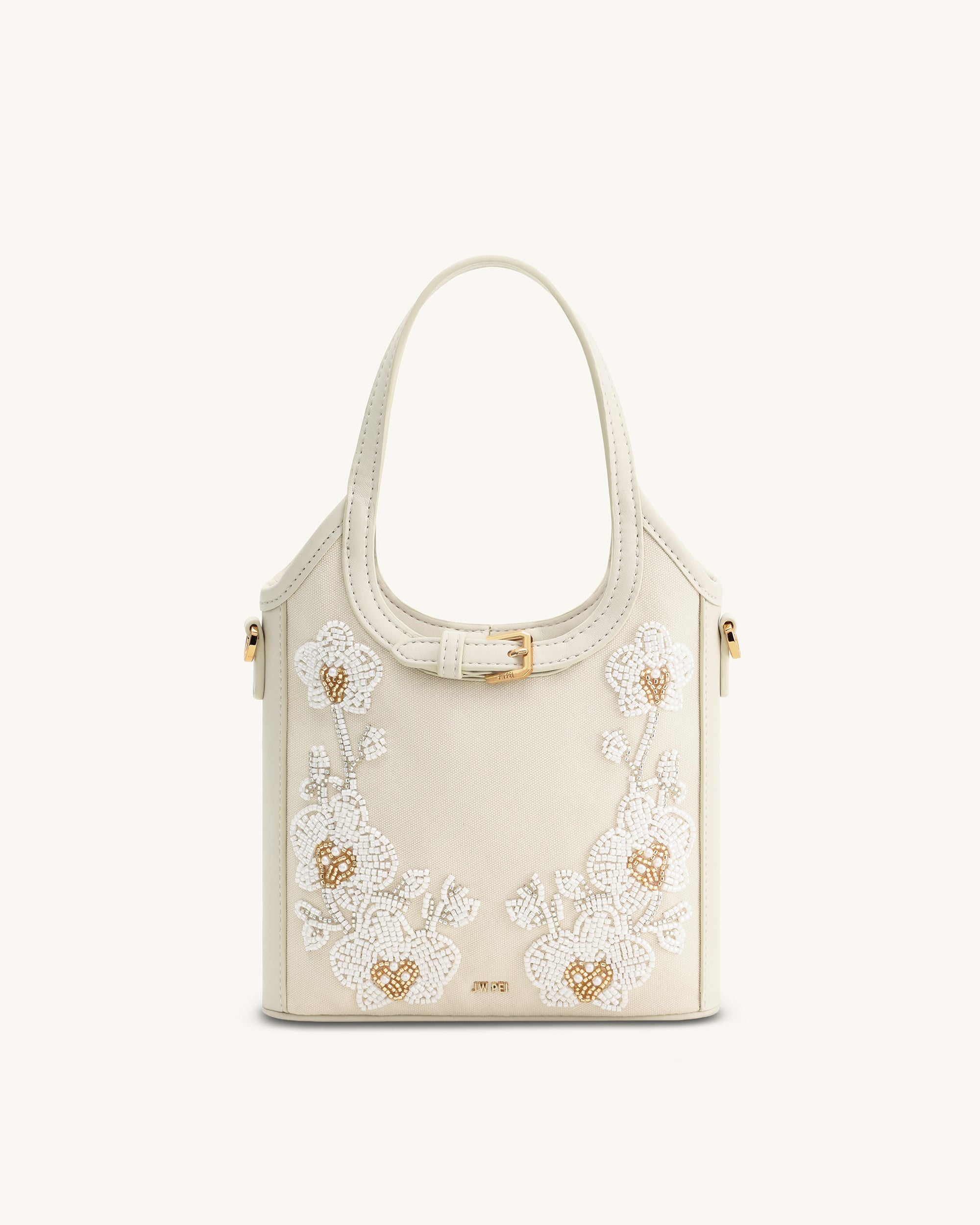 Brooke Mini Belted Embellished Orchid Beaded Top Handle Bag