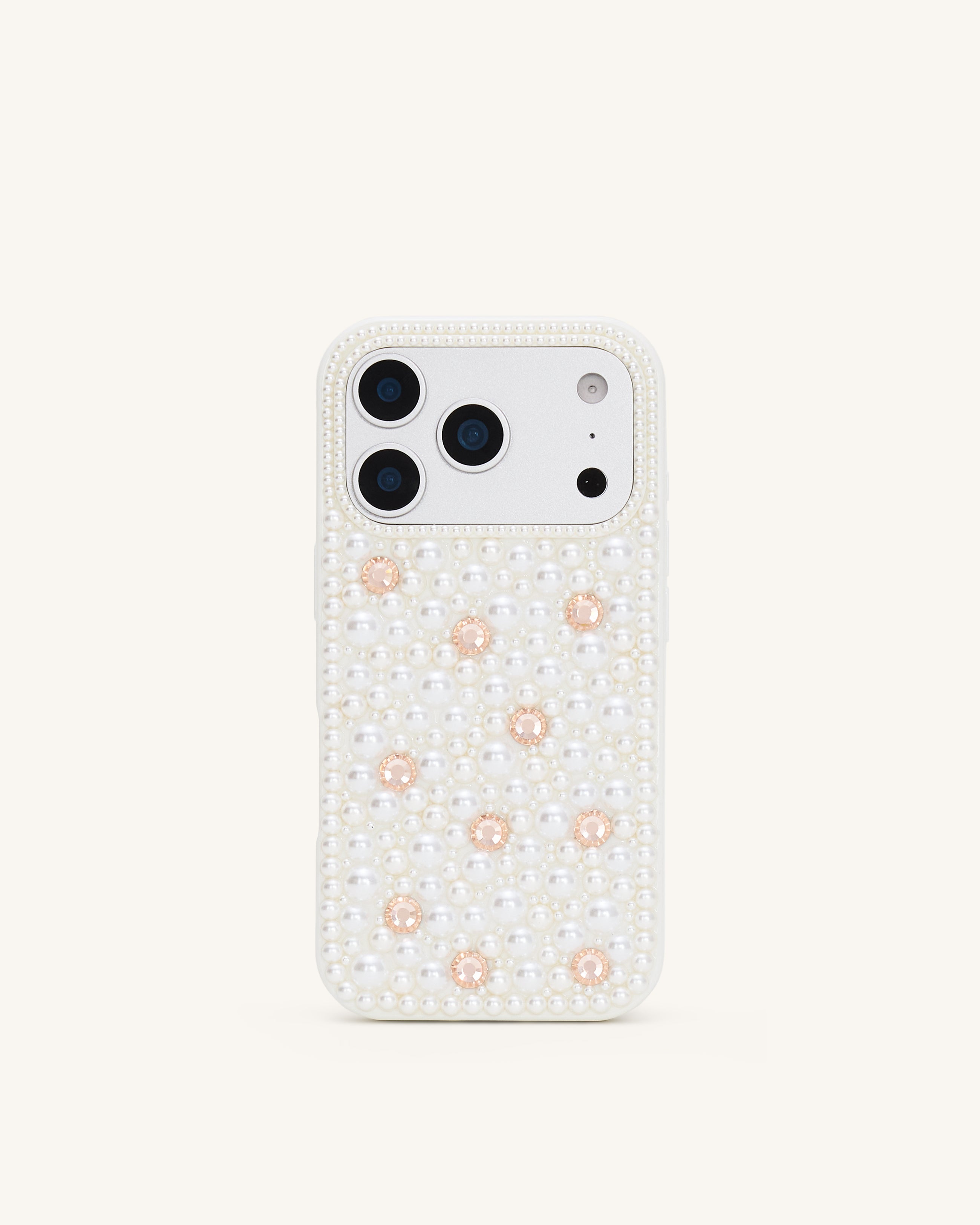 Pearl Embellished Phone Case - White
