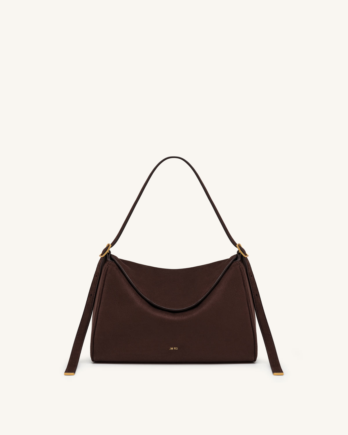 Elowen Faux Suede Flap Shoulder Bag - Dark Brown
