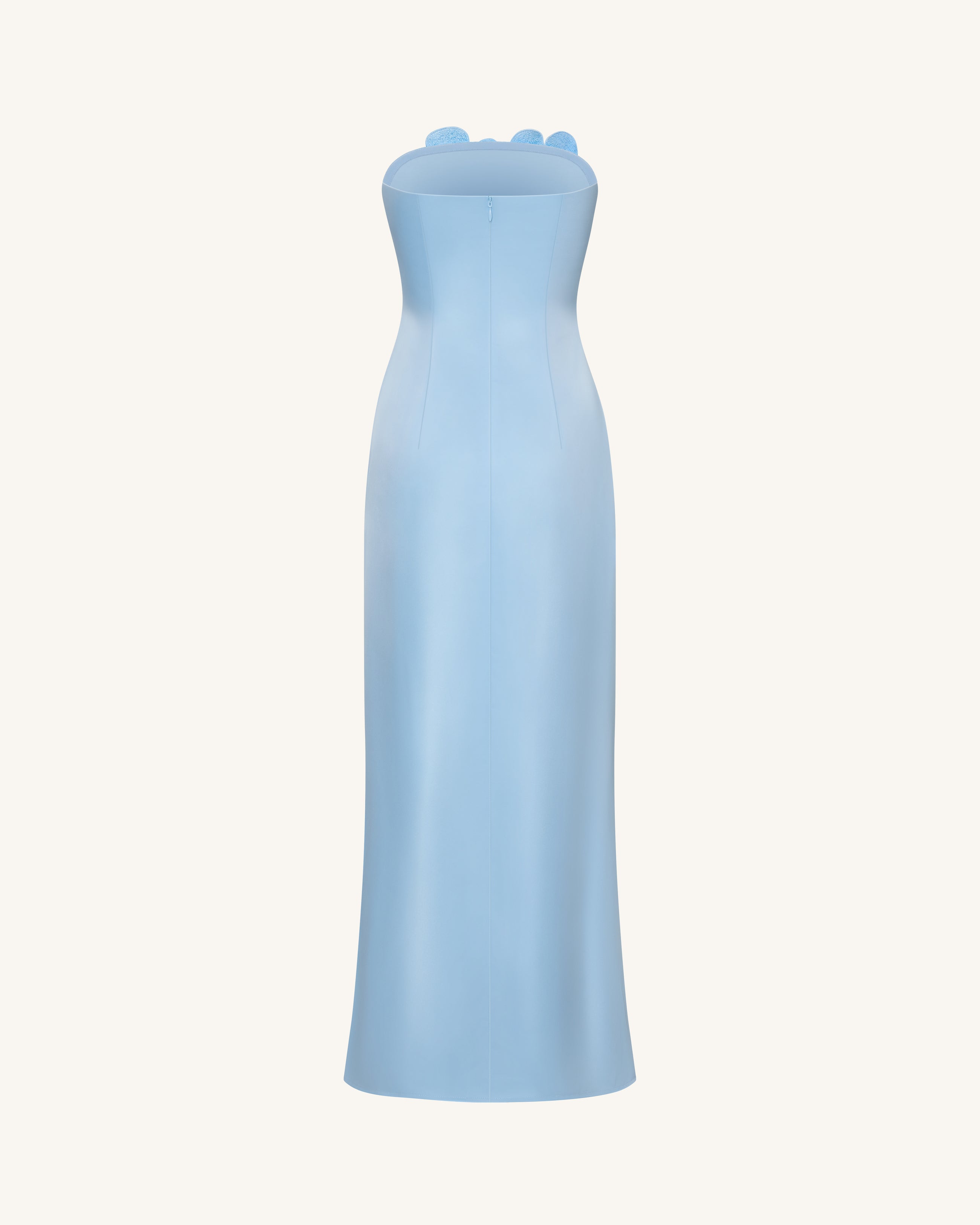 Floral Embroidered Long Dress - Blue