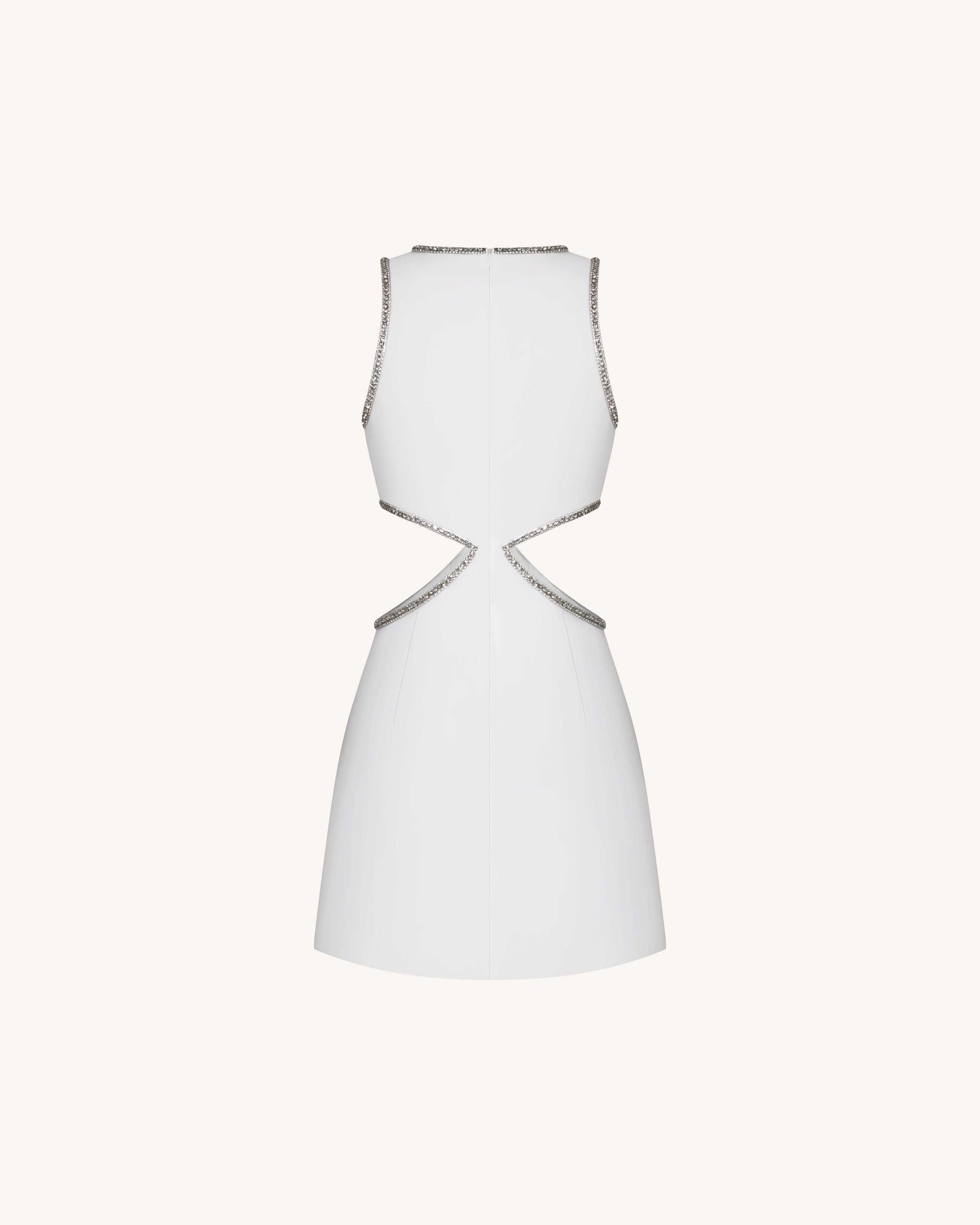 Beaded Trim Floral Mini Dress - White