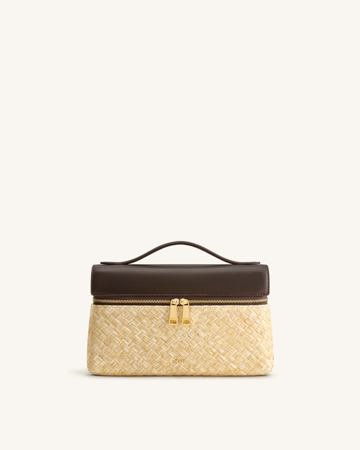 Thea Faux Straw Top Handle Bag - Brown
