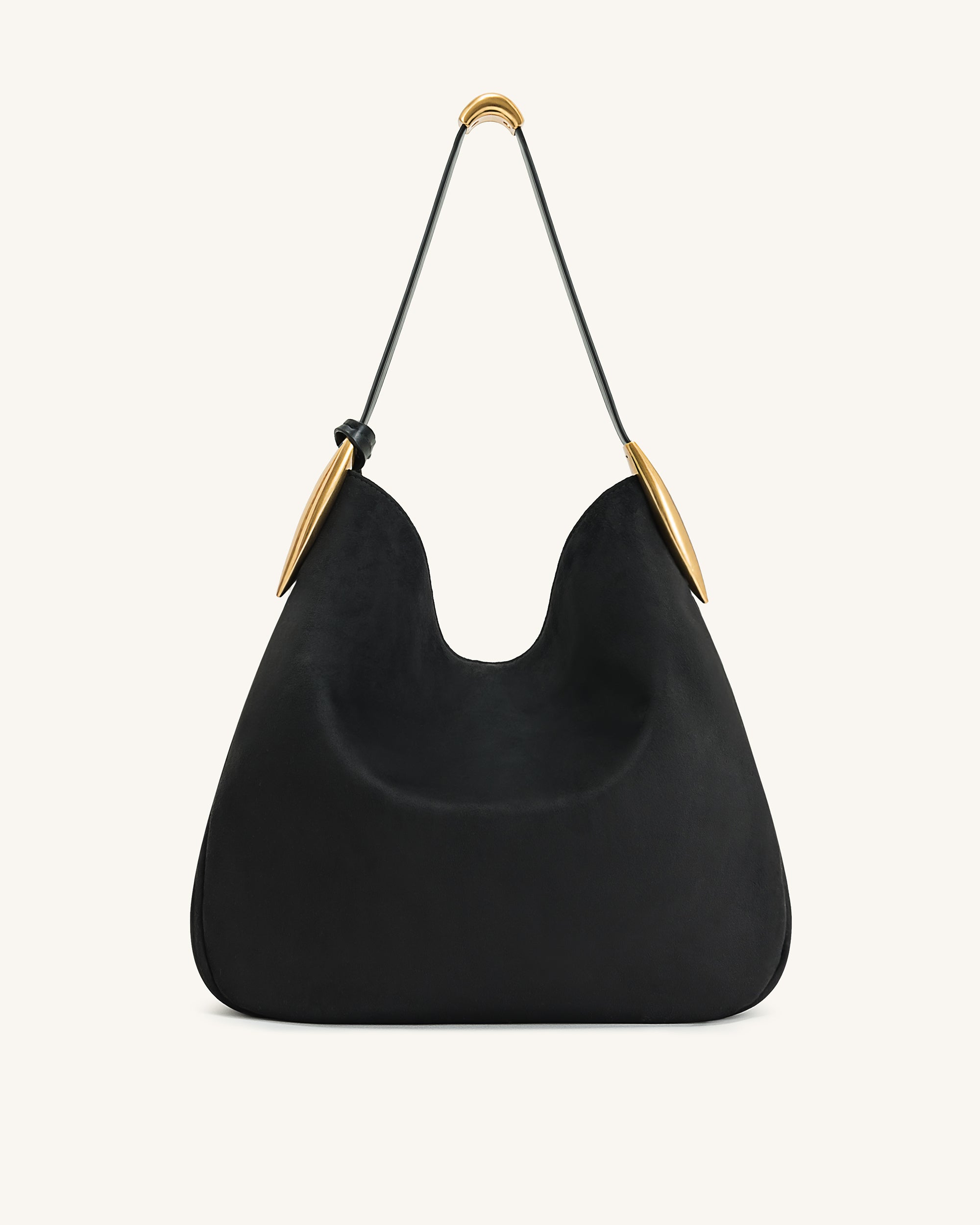 Nina Metal Charm Hobo Bag - Black