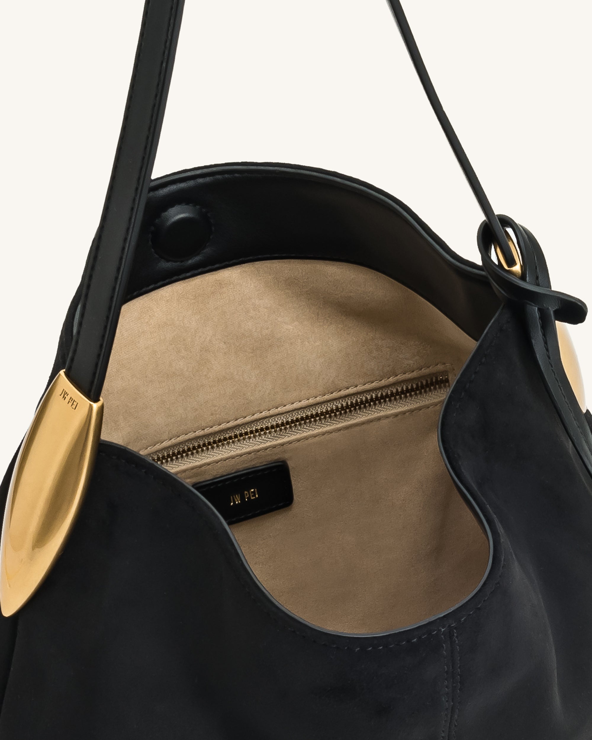 Nina Metal Charm Hobo Bag - Black