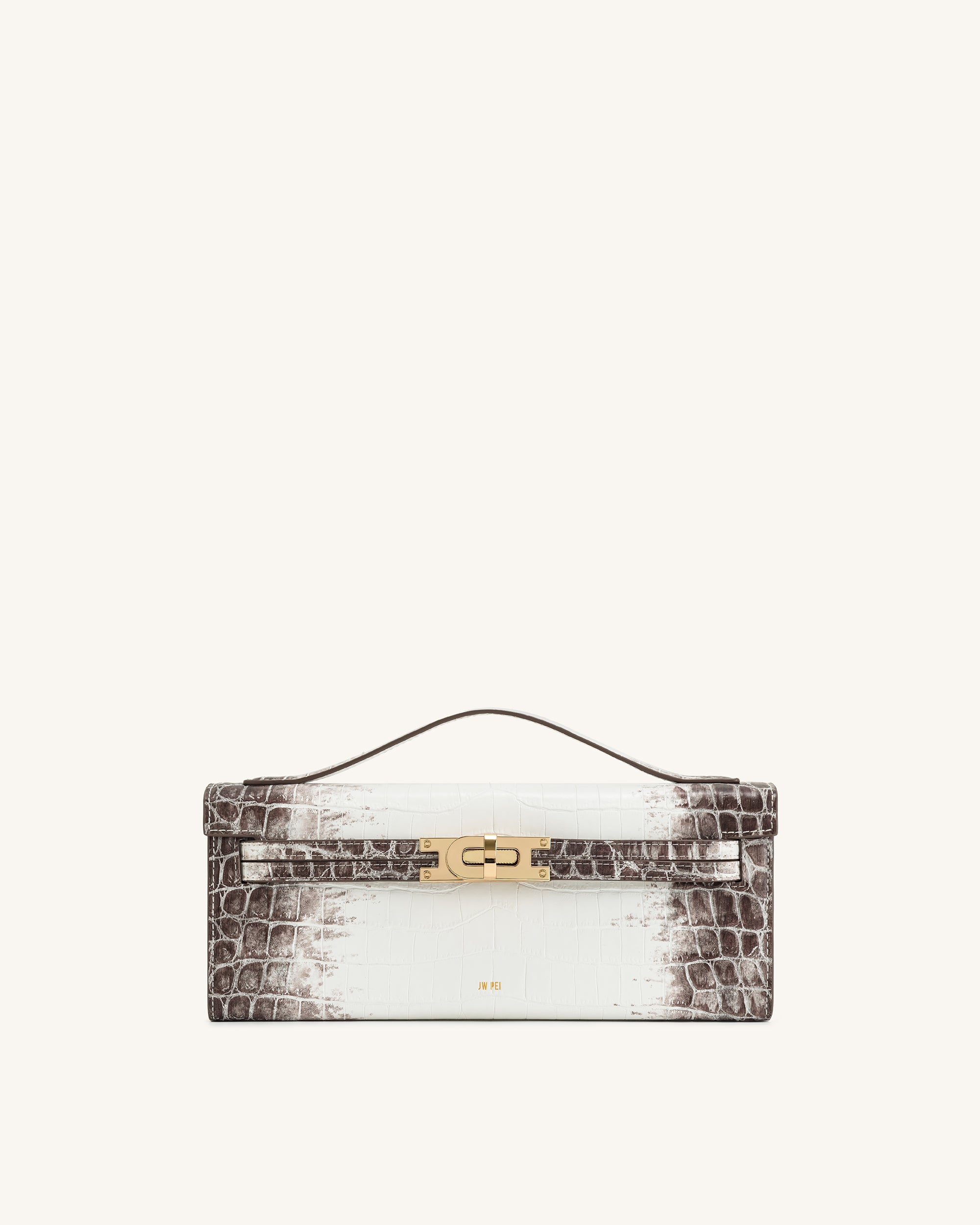 Bria Structured Top Handle Bag - White Croc