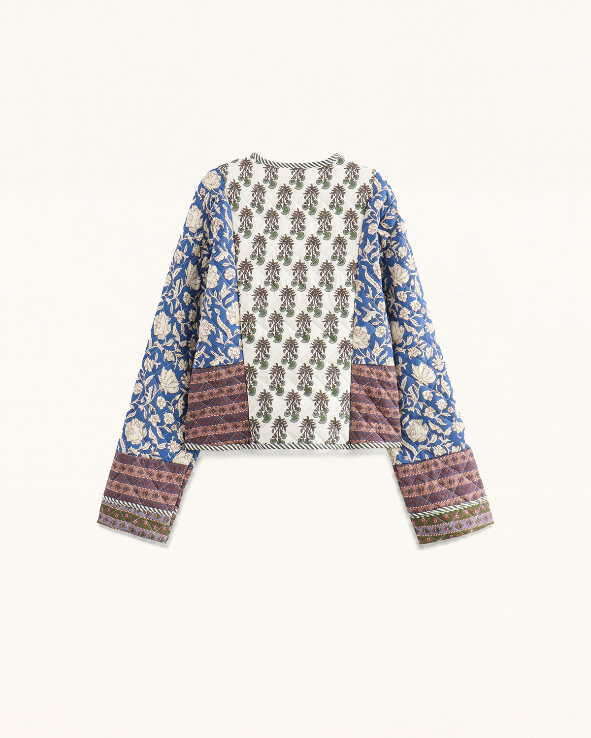 Boho Floral Quilted Jacket - Blue Multi