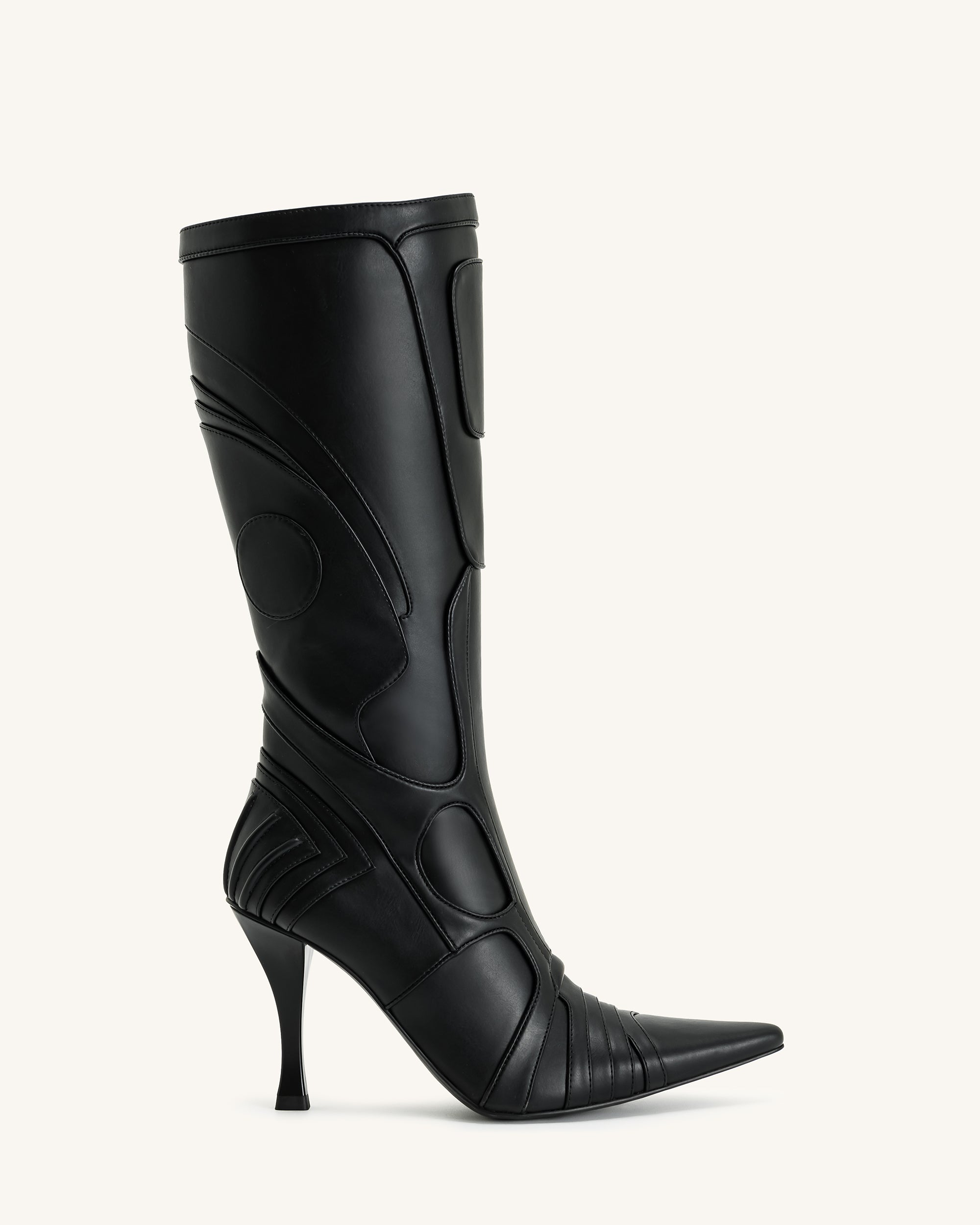 Odette Futuristic Heeled Bike Boots - Black | JW PEI