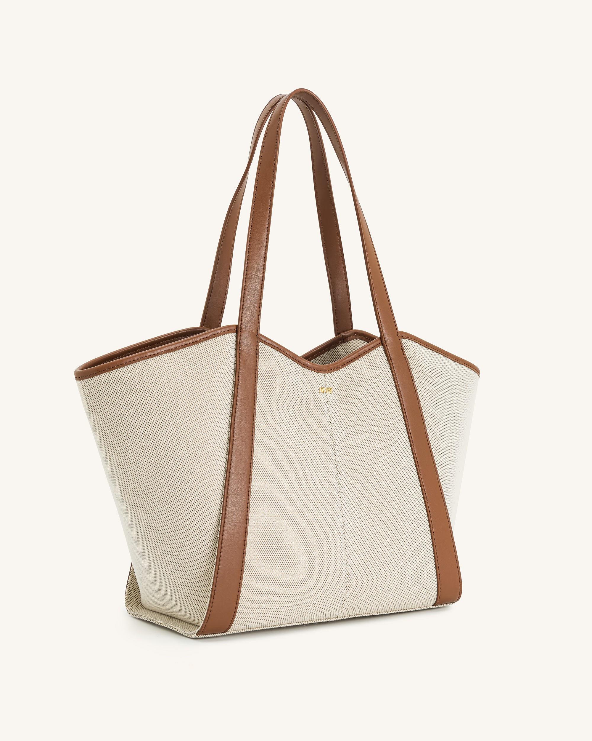 Kiana Large Capacity Tote Bag - Brown Canvas
