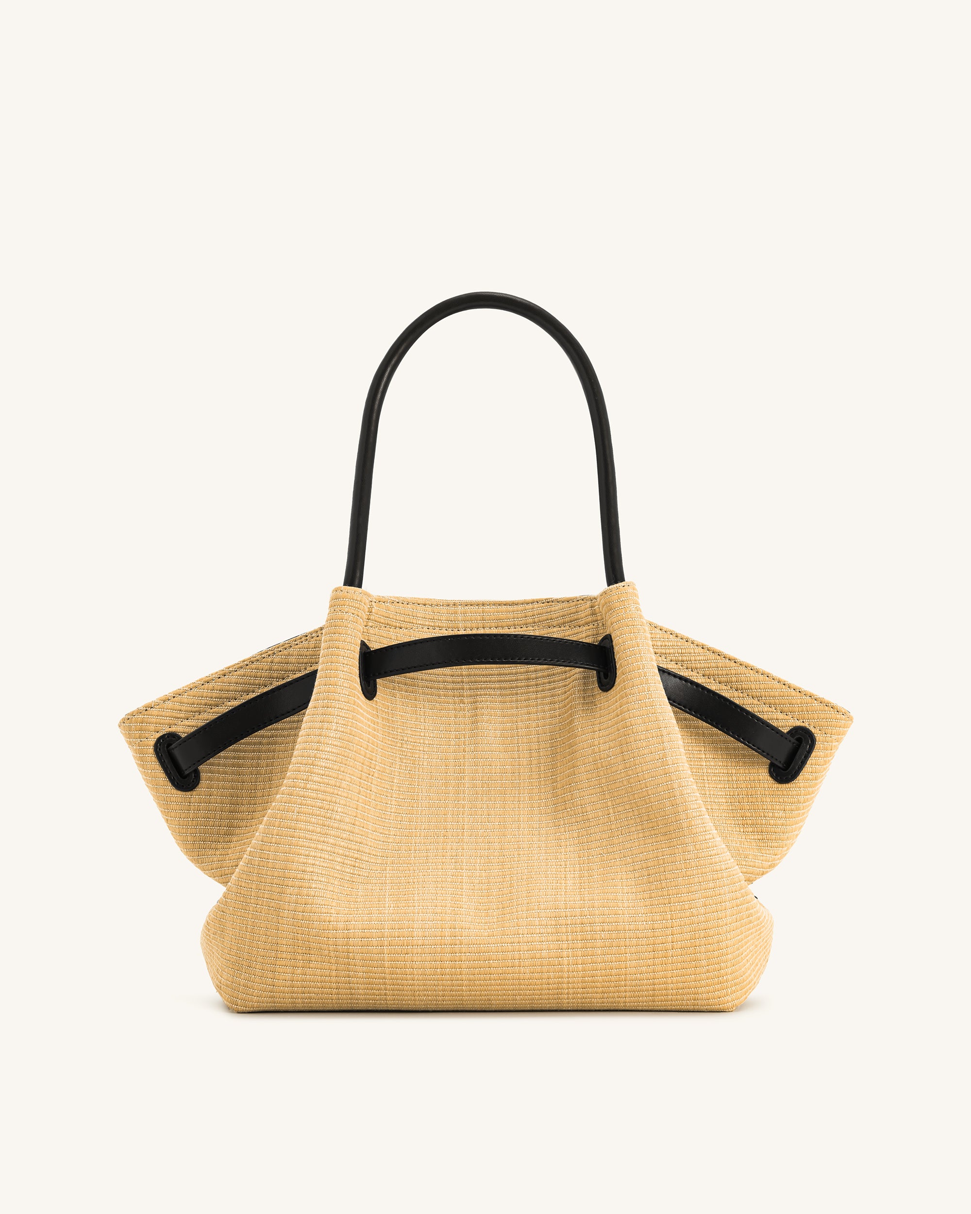 Hana Medium Faux Straw Tote Bag - Brown Straw