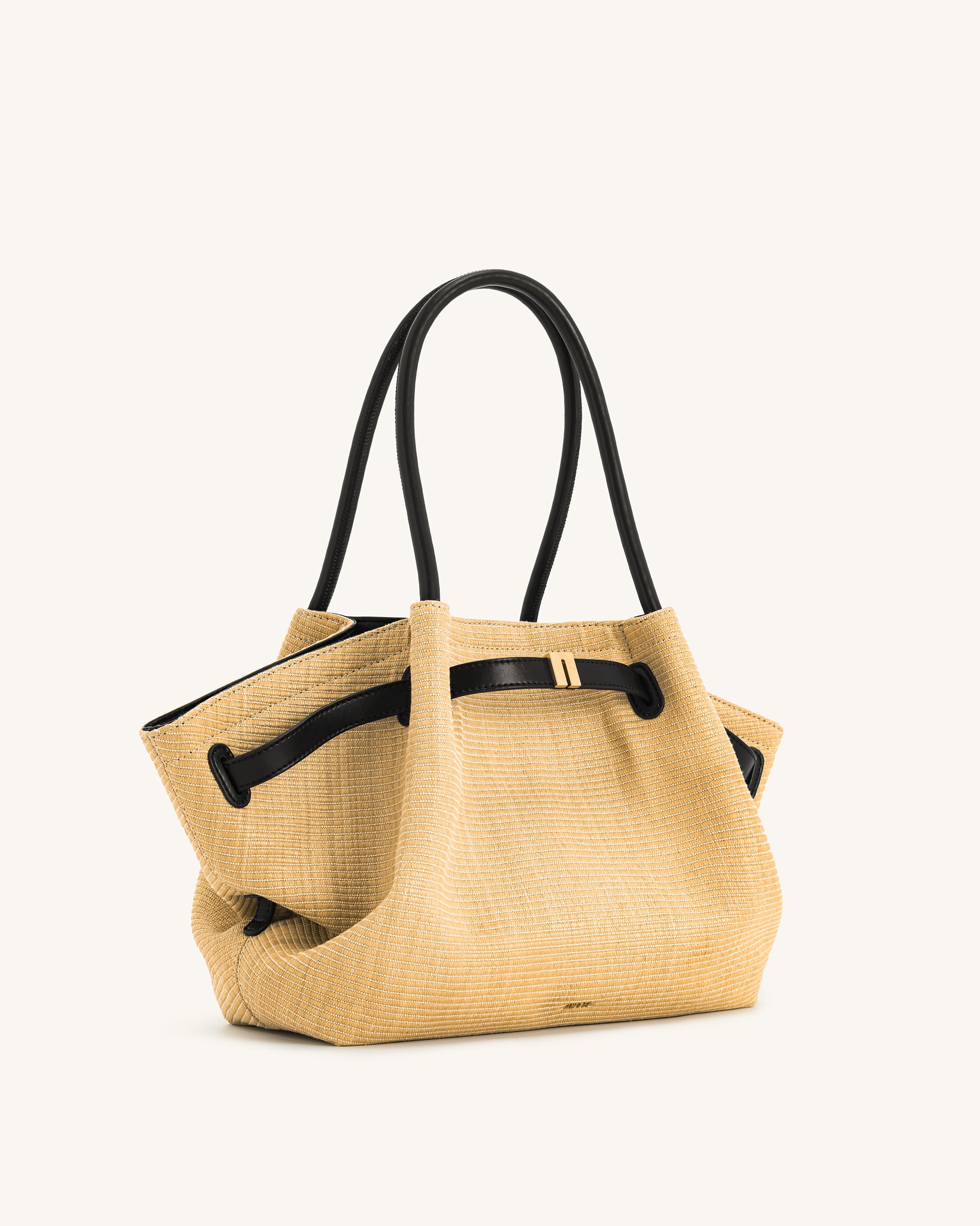 Hana Medium Faux Straw Tote Bag - Brown Straw