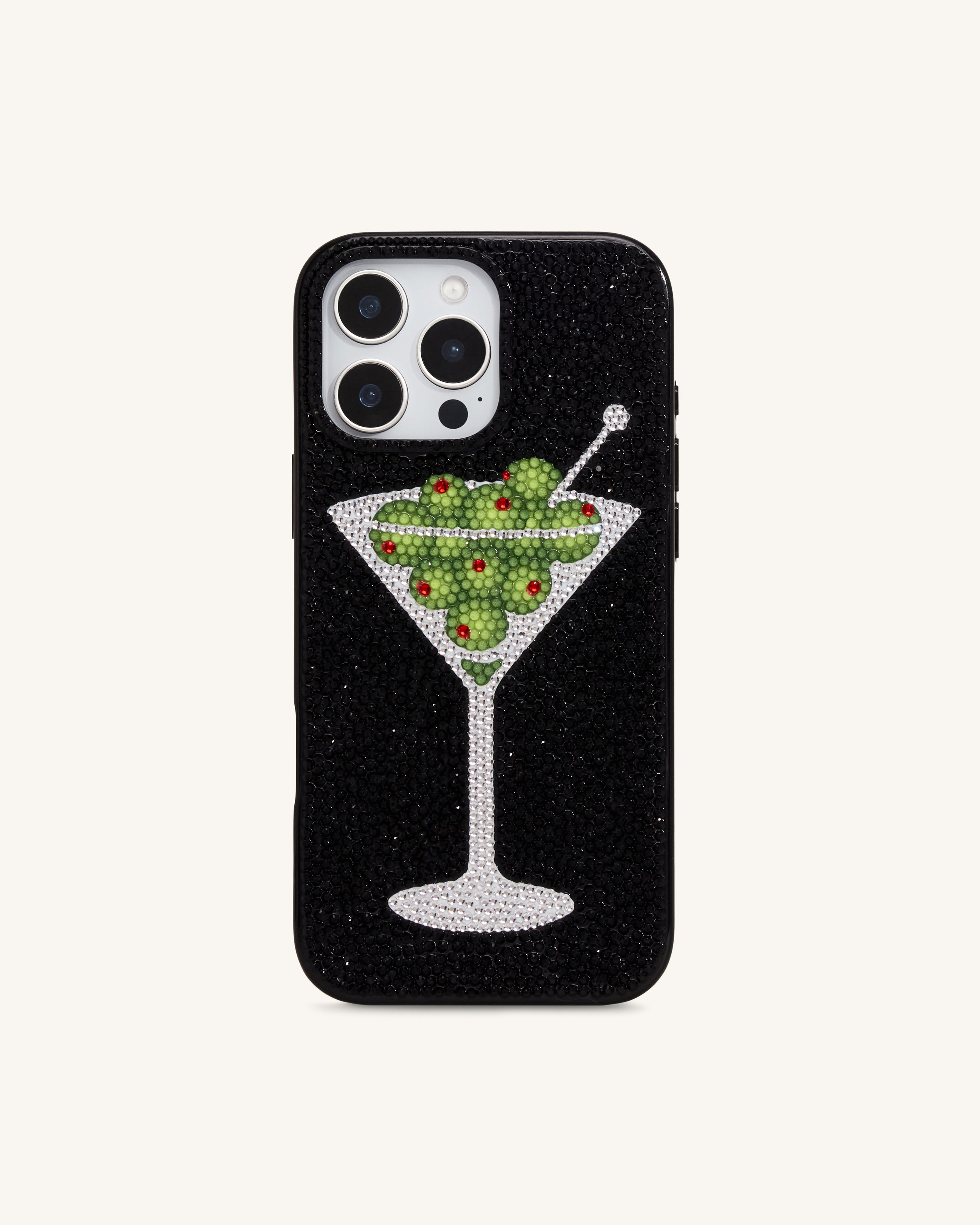 Olive Martini Artificial Crystal Phone Case - Black