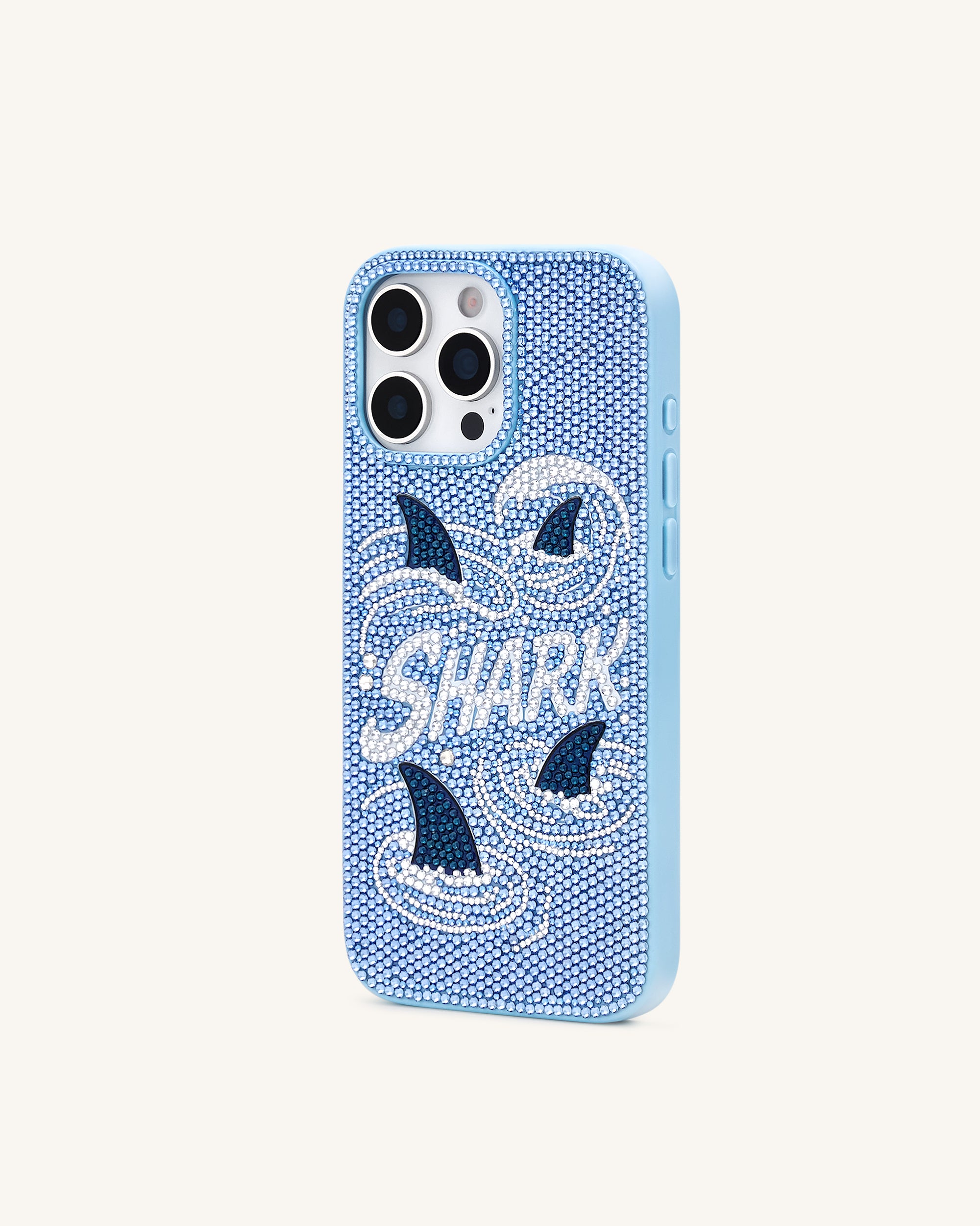 Shark Blue Artificial Crystal Phone Case - Light Blue