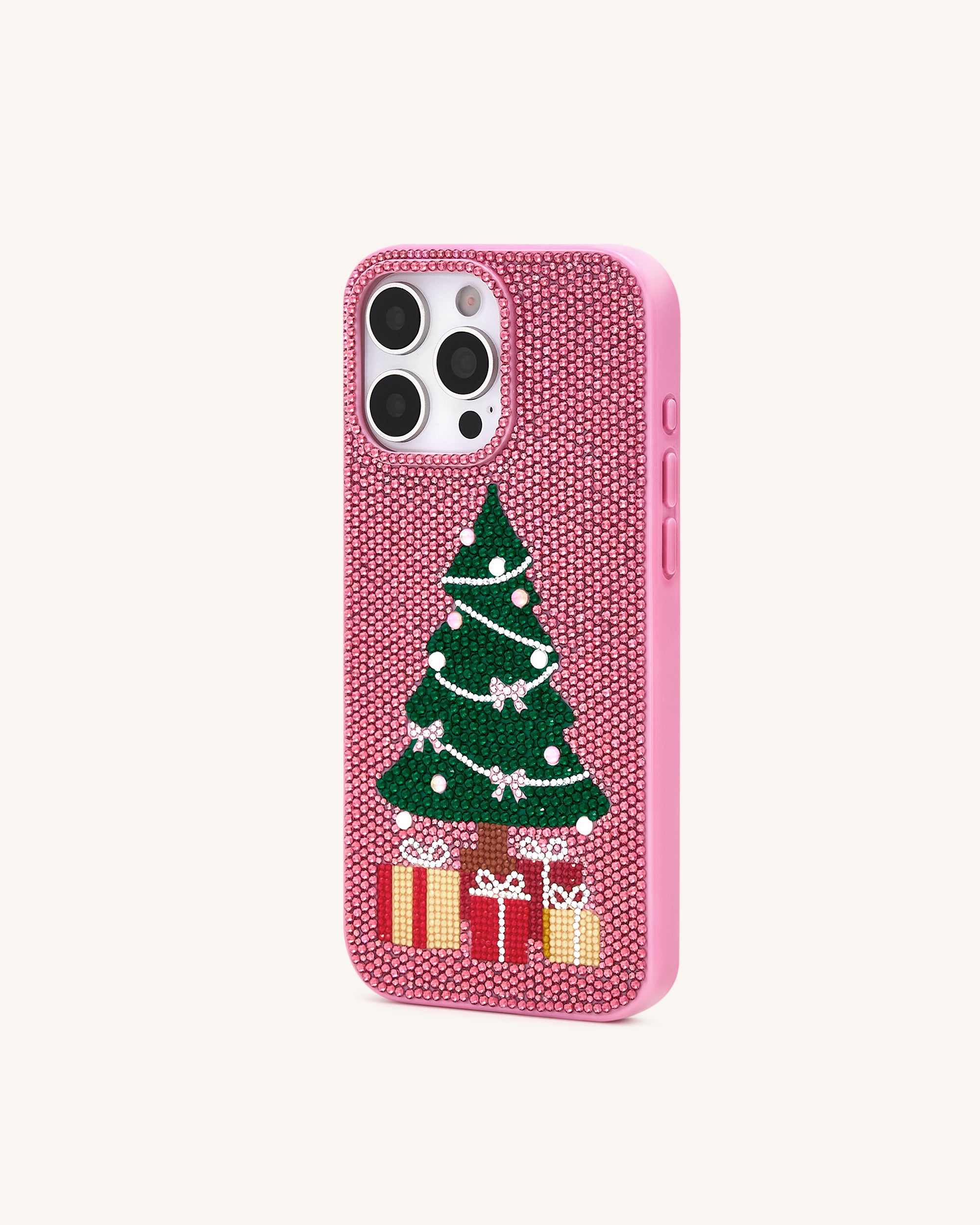Christmas Tree Bling Phone Case - Pink