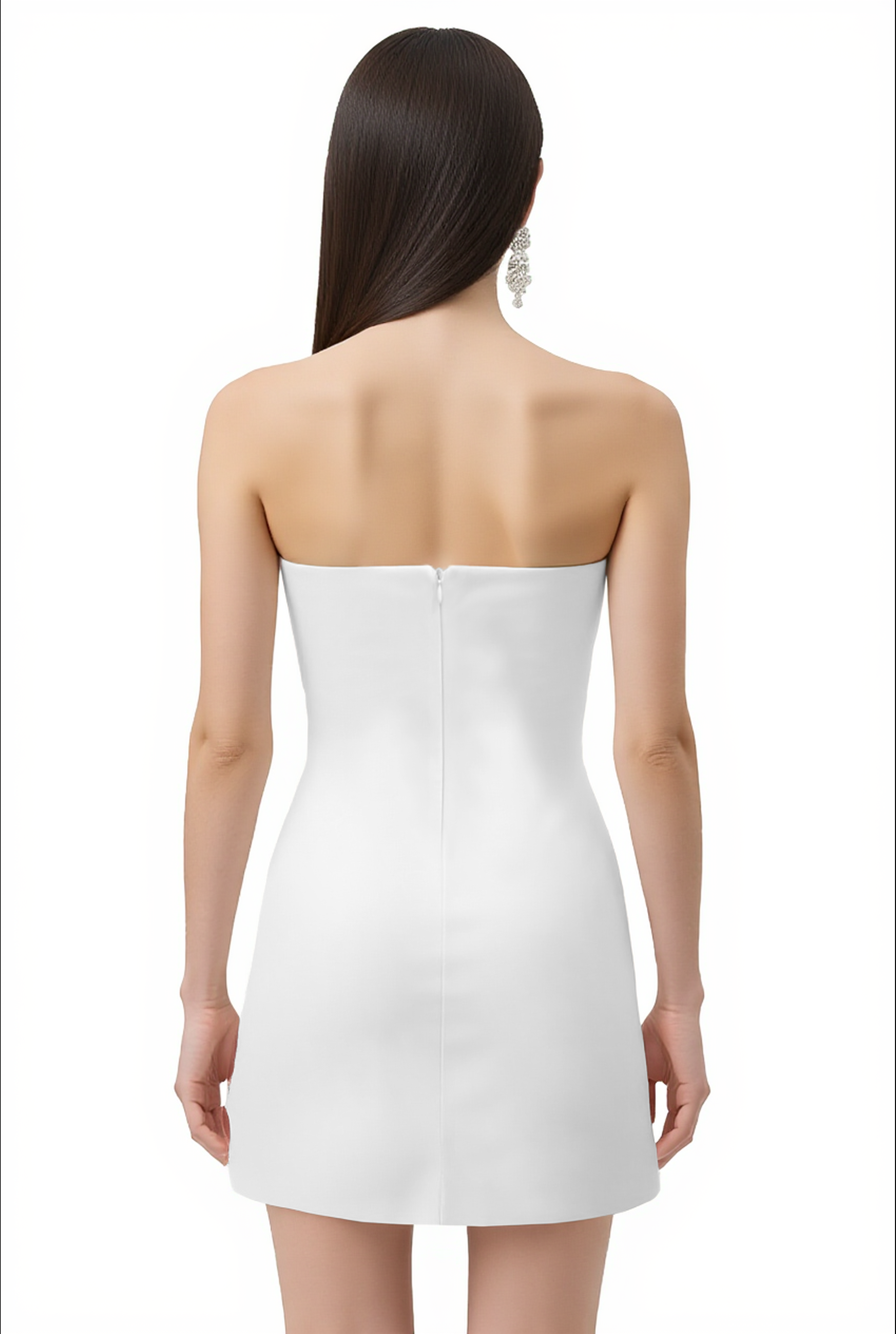 Iris Floral Print Strapless Dress - White