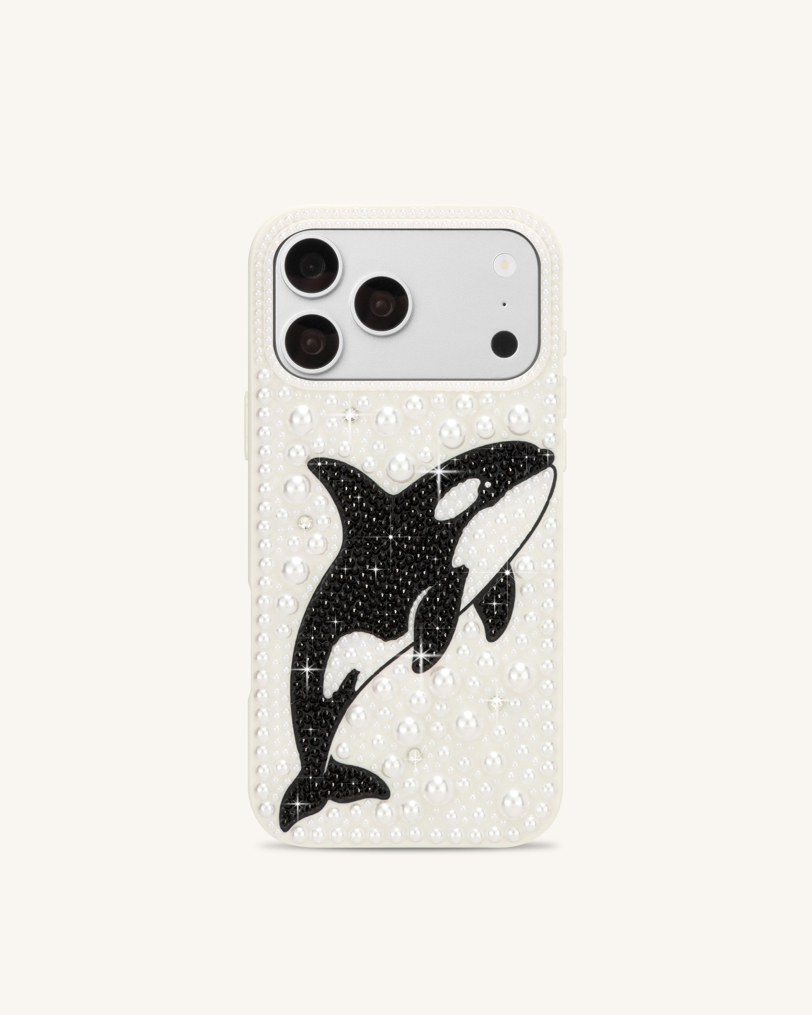 Orca Pearl Embellished Phone Case - White