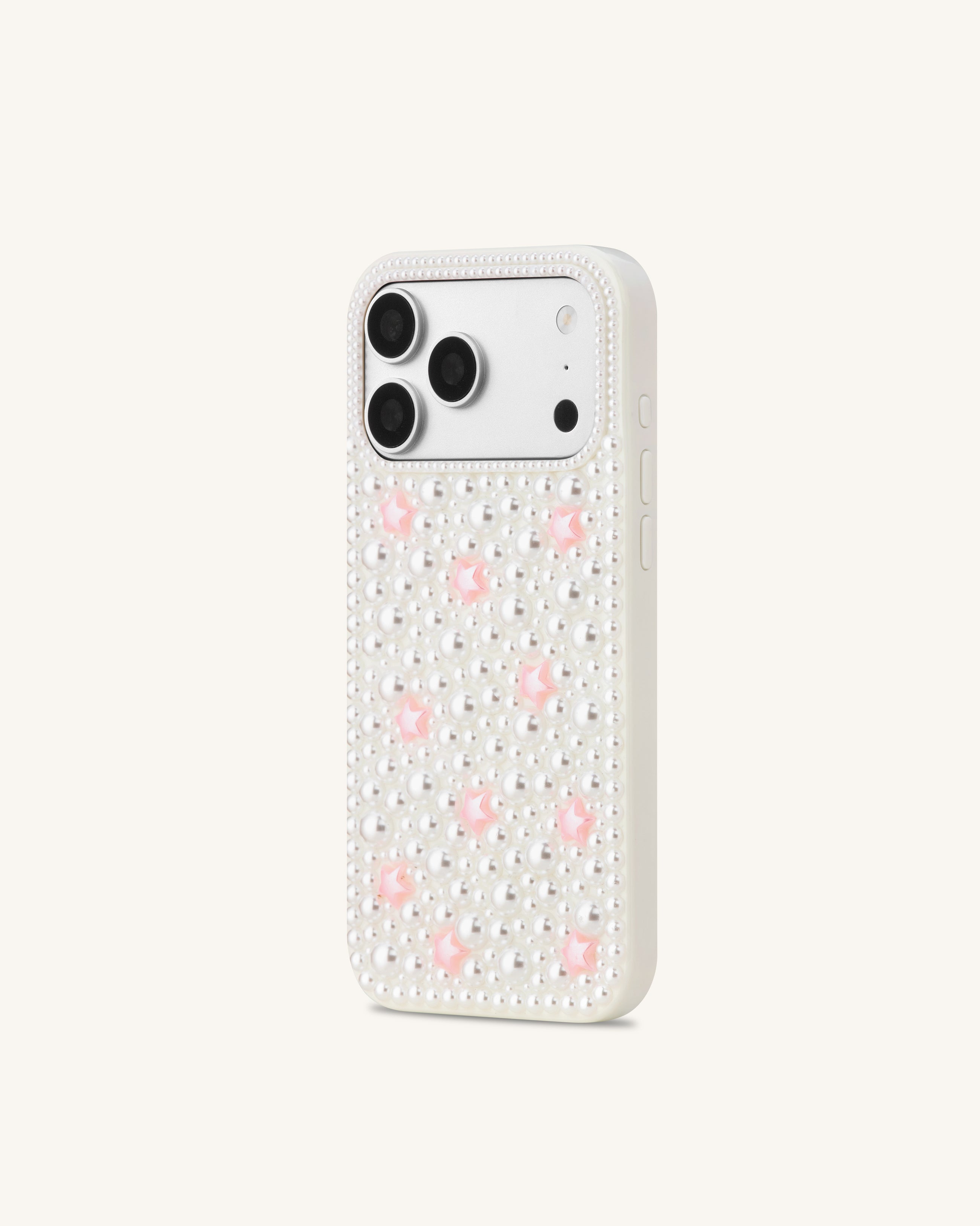 Pearl Star Embellished Phone Case - White
