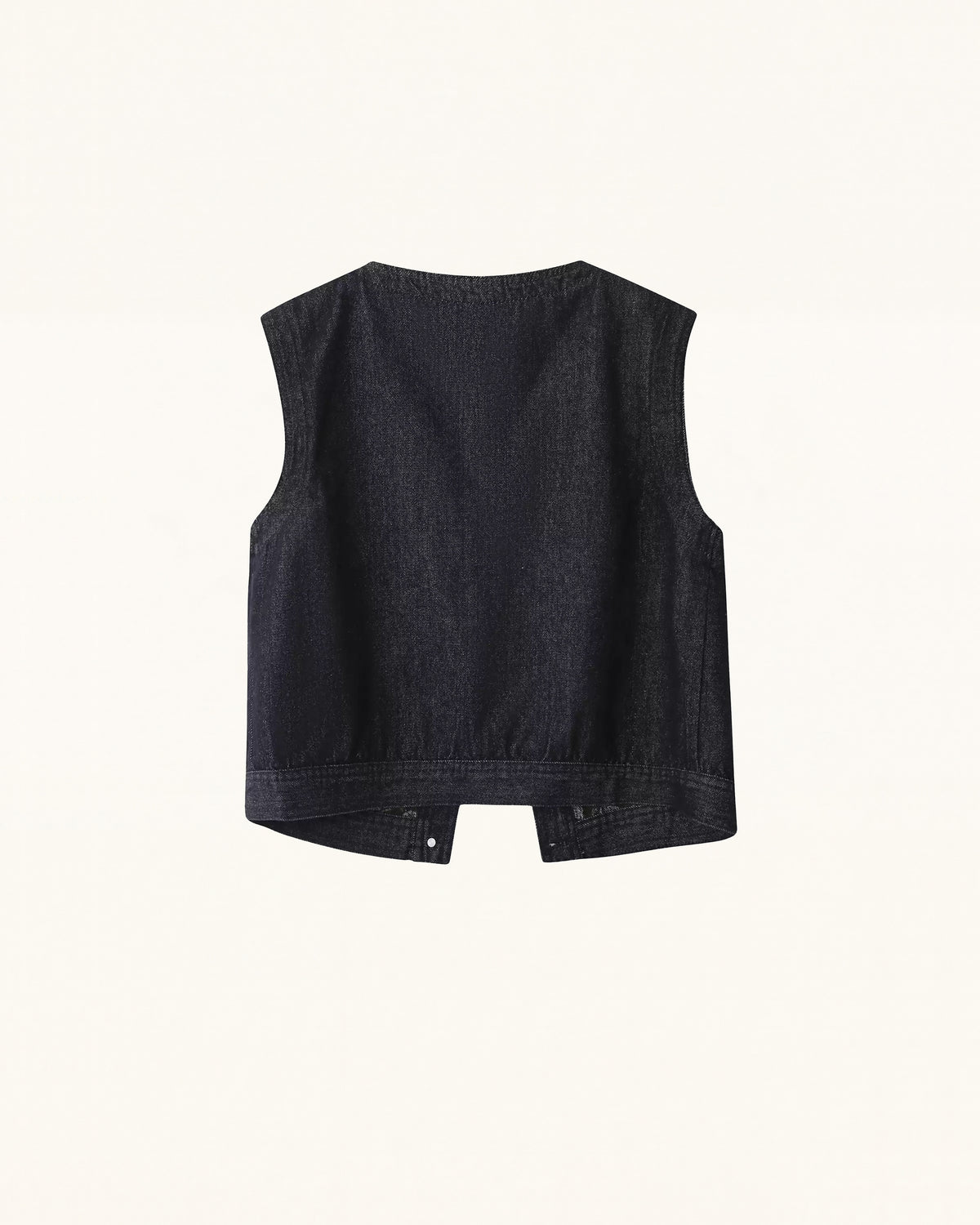 Vintage Paisley Accent Jacquard Denim Vest - Dark Wash