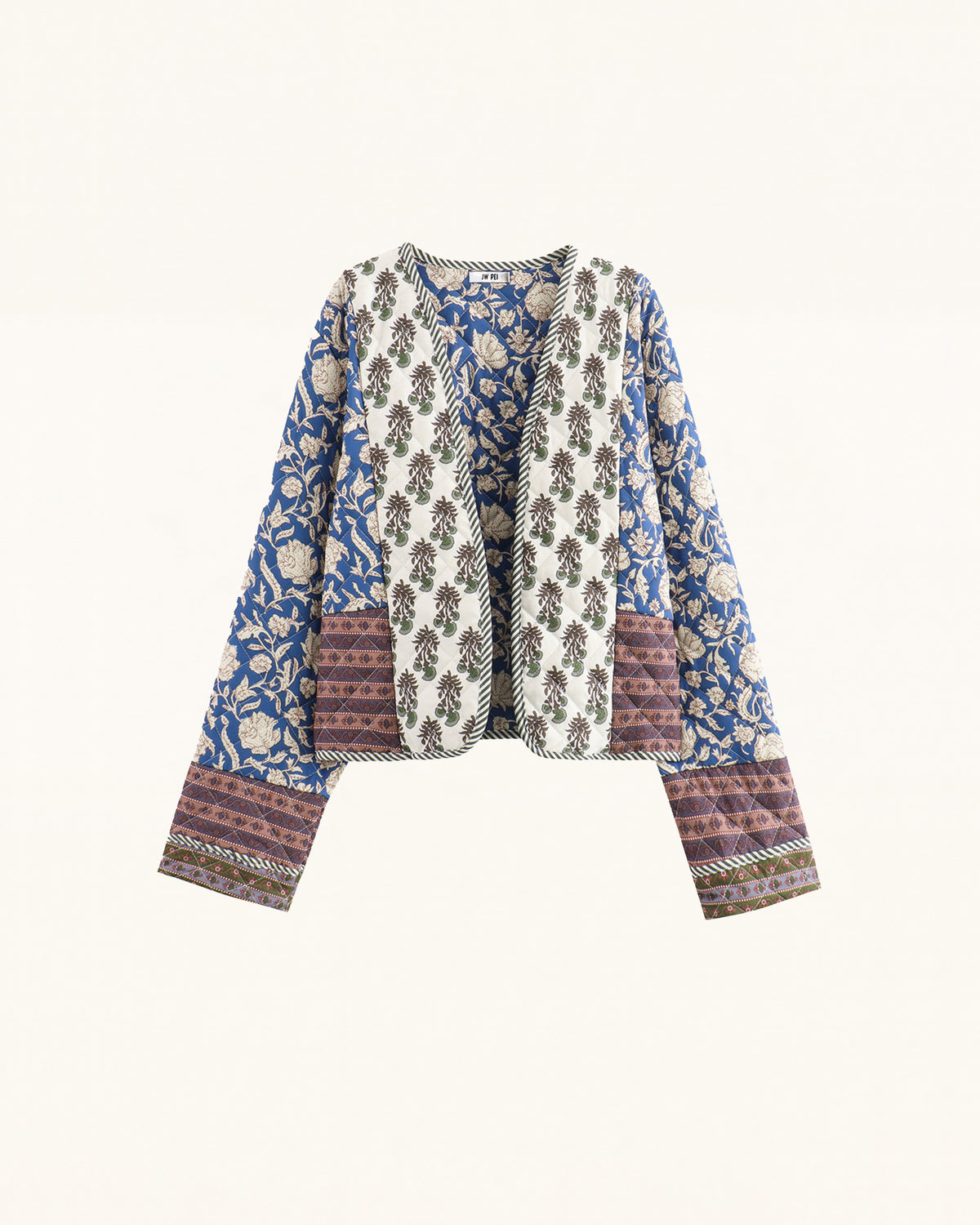 Boho Floral Quilted Jacket - Blue Multi