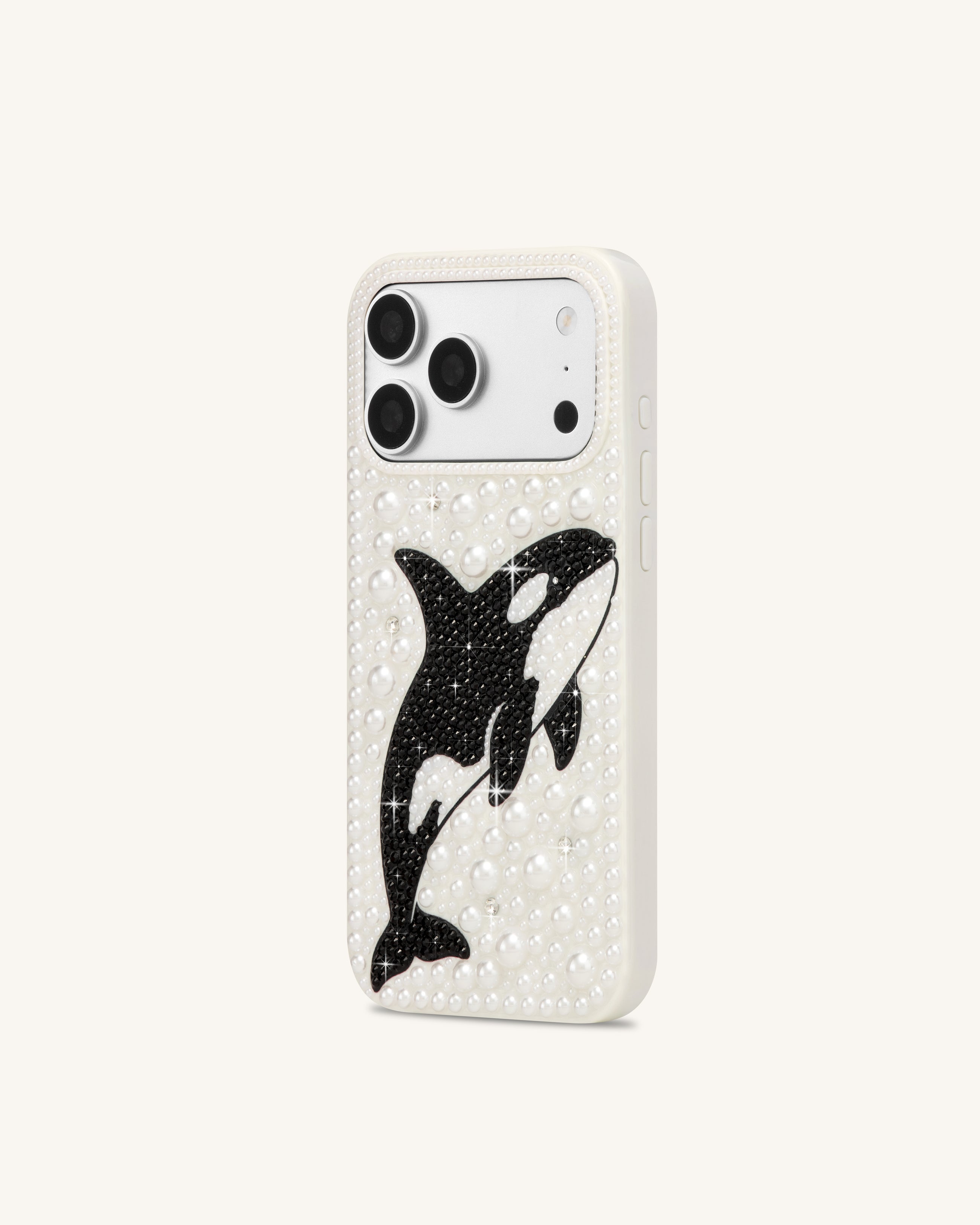 Orca Pearl Embellished Phone Case - White