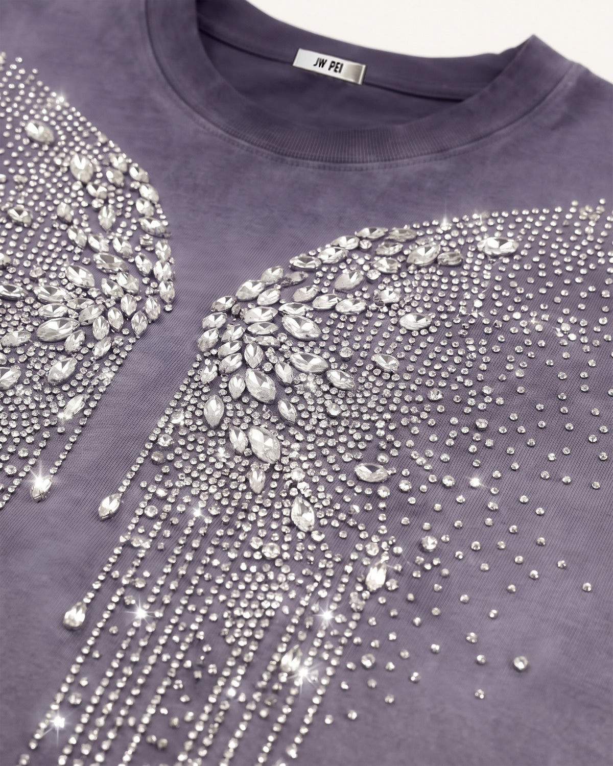 The Angelic Dripping Crystal Wings Tee - Smoke Purple