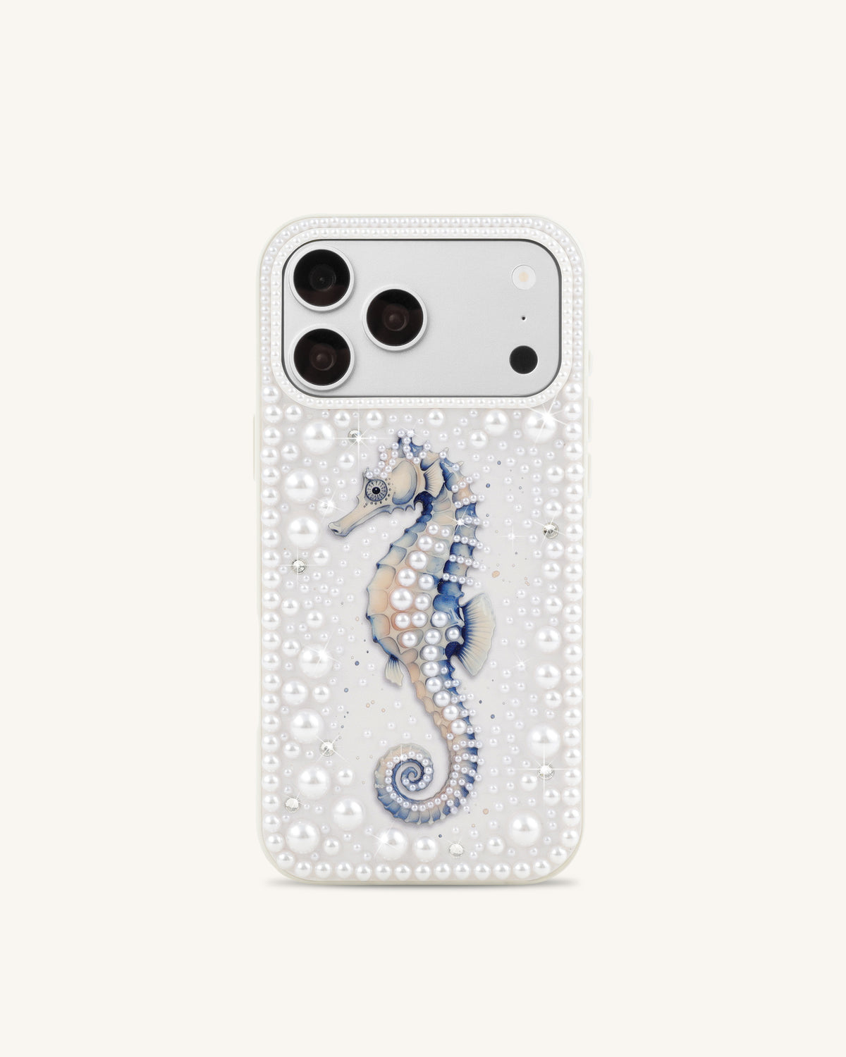 Seahorse Pearl Phone Case - White