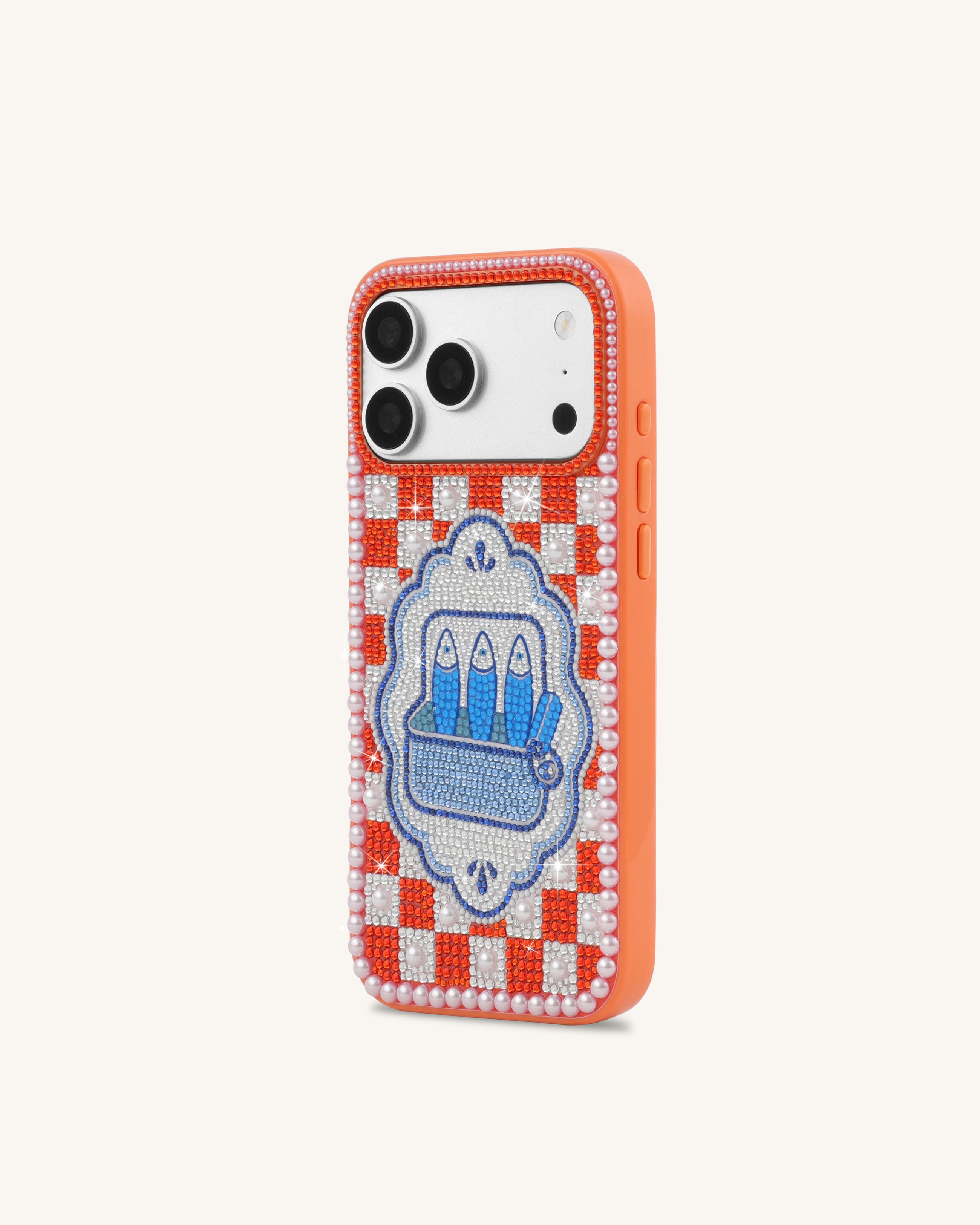 Mediterranean Sardines Artificial Crystal Phone Case - Orange