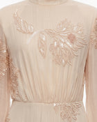 Floral Embroidered Mock-Neck Maxi Dress - Butter Cream