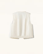 Enchanted Floral Braided Denim Vest - Cream White