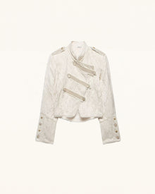 Jacquard Military-Inspired Jacket - Ivory