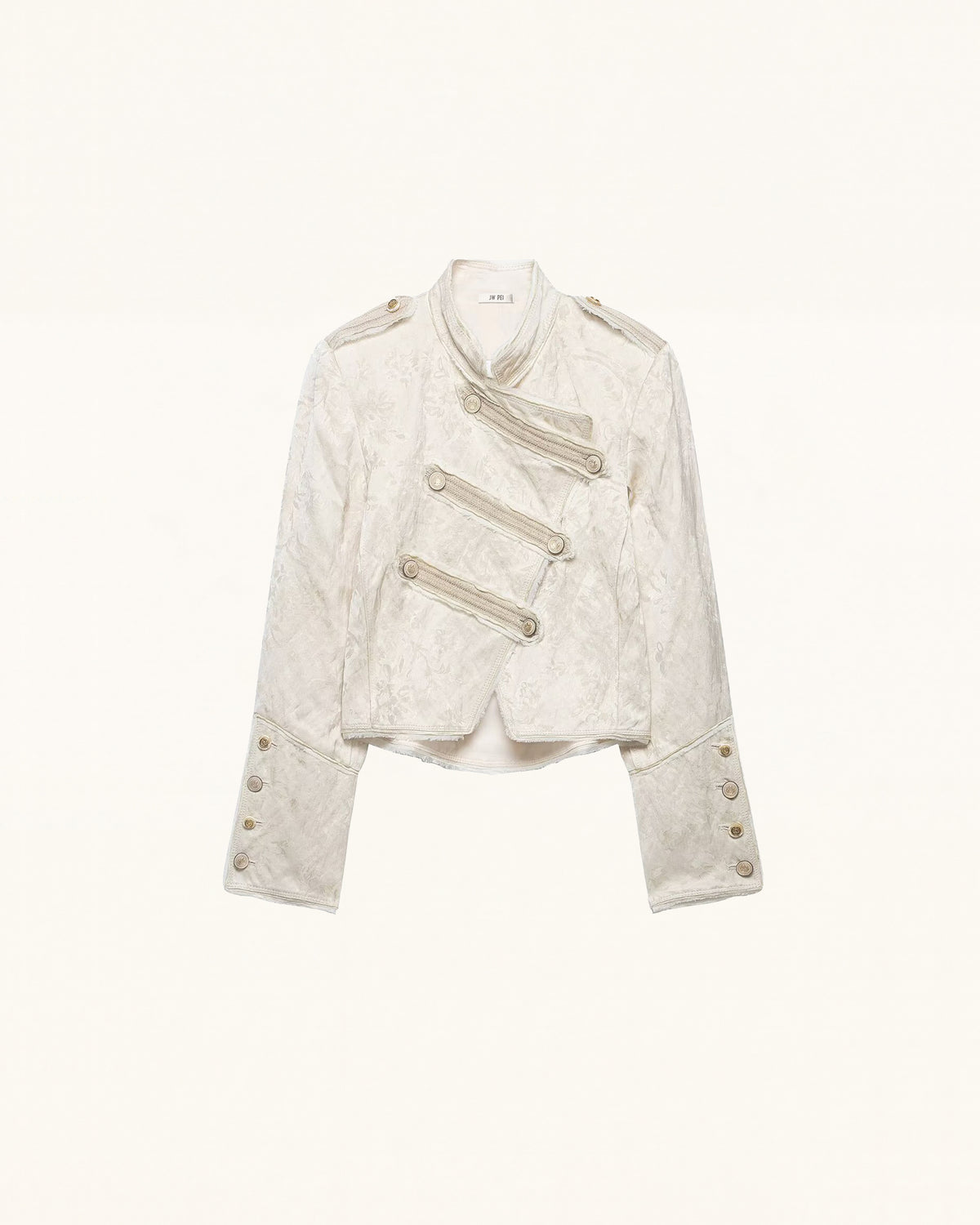 Jacquard Military-Inspired Jacket - Ivory