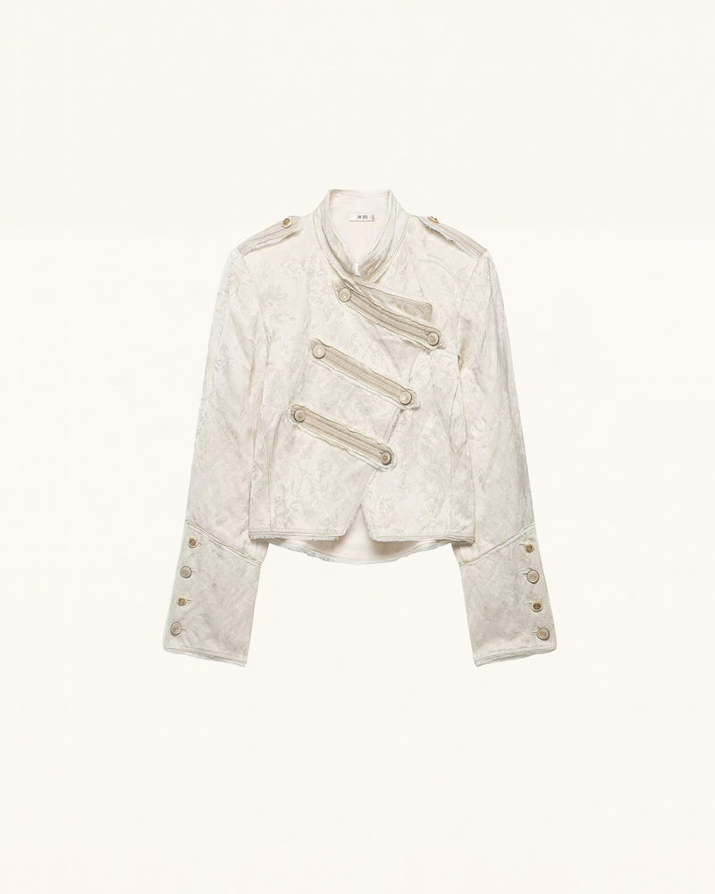 Jacquard Military-Inspired Jacket - Ivory
