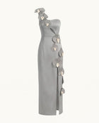 Orchid Embellished Cutout Slit Maxi Dress - Grey