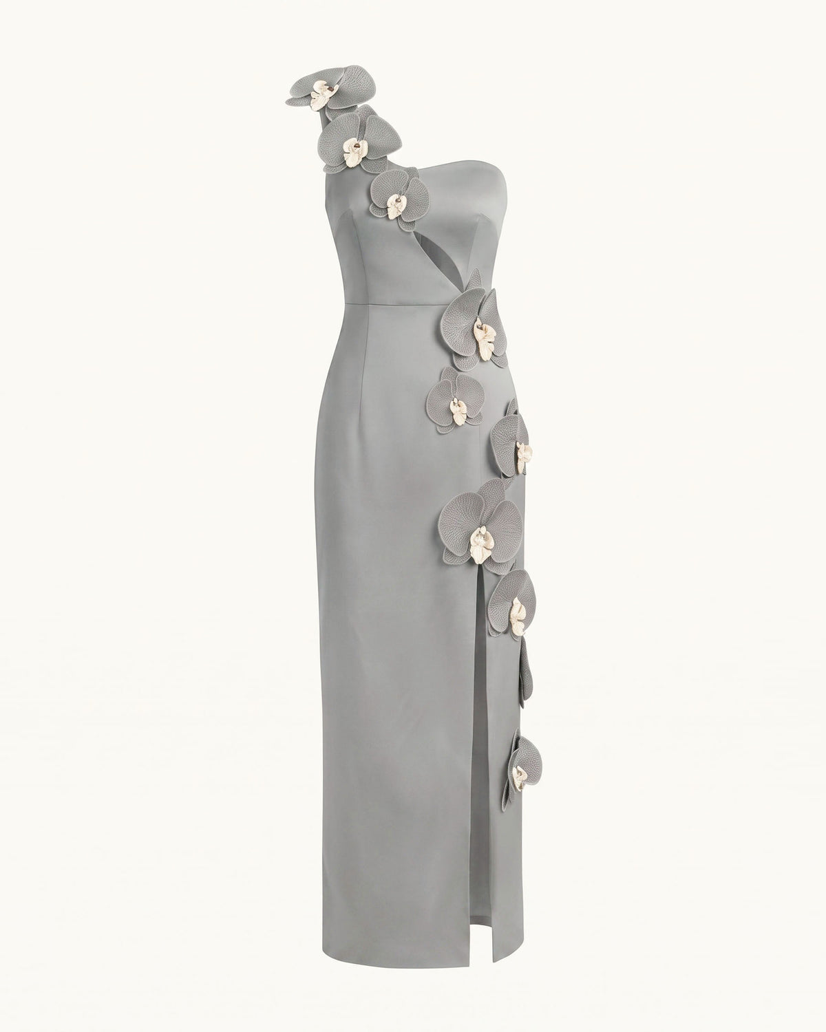 Orchid Embellished Cutout Slit Maxi Dress - Grey