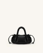 Nerissa Ruched Flap Top Handle Bag - Black