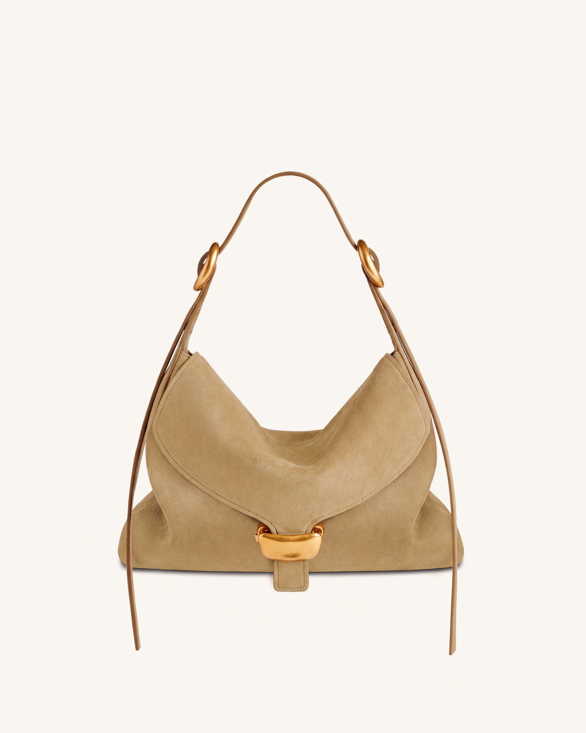 Sienna Faux Suede Hobo Bag - Khaki