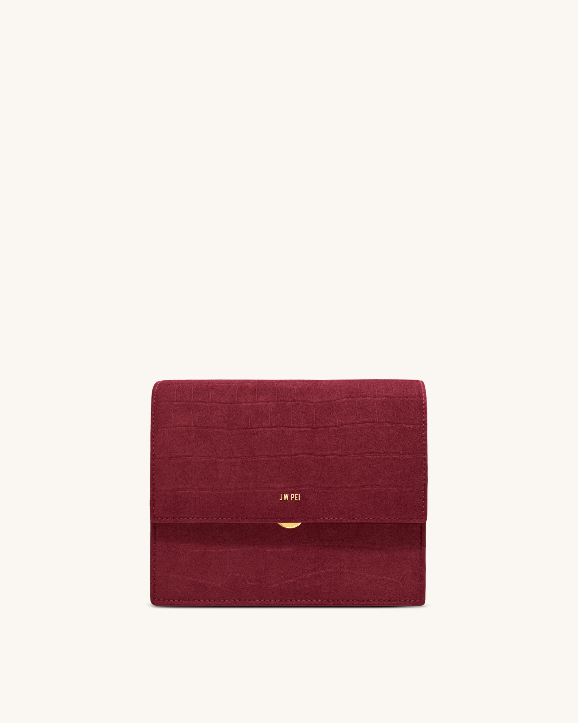 Mini Flap Faux Suede Croc Embossed Crossbody - Burgundy