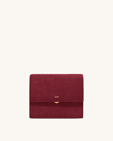 Mini Flap Faux Suede Croc Embossed Crossbody - Burgundy