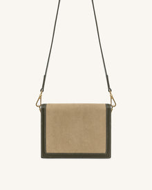 Mini Flap Faux Suede Crossbody - Green