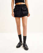 Abigail High-Waisted Utility Shorts - Black
