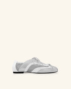 Lena Lace-Up Ballet Sneakers - Metallic Silver & White