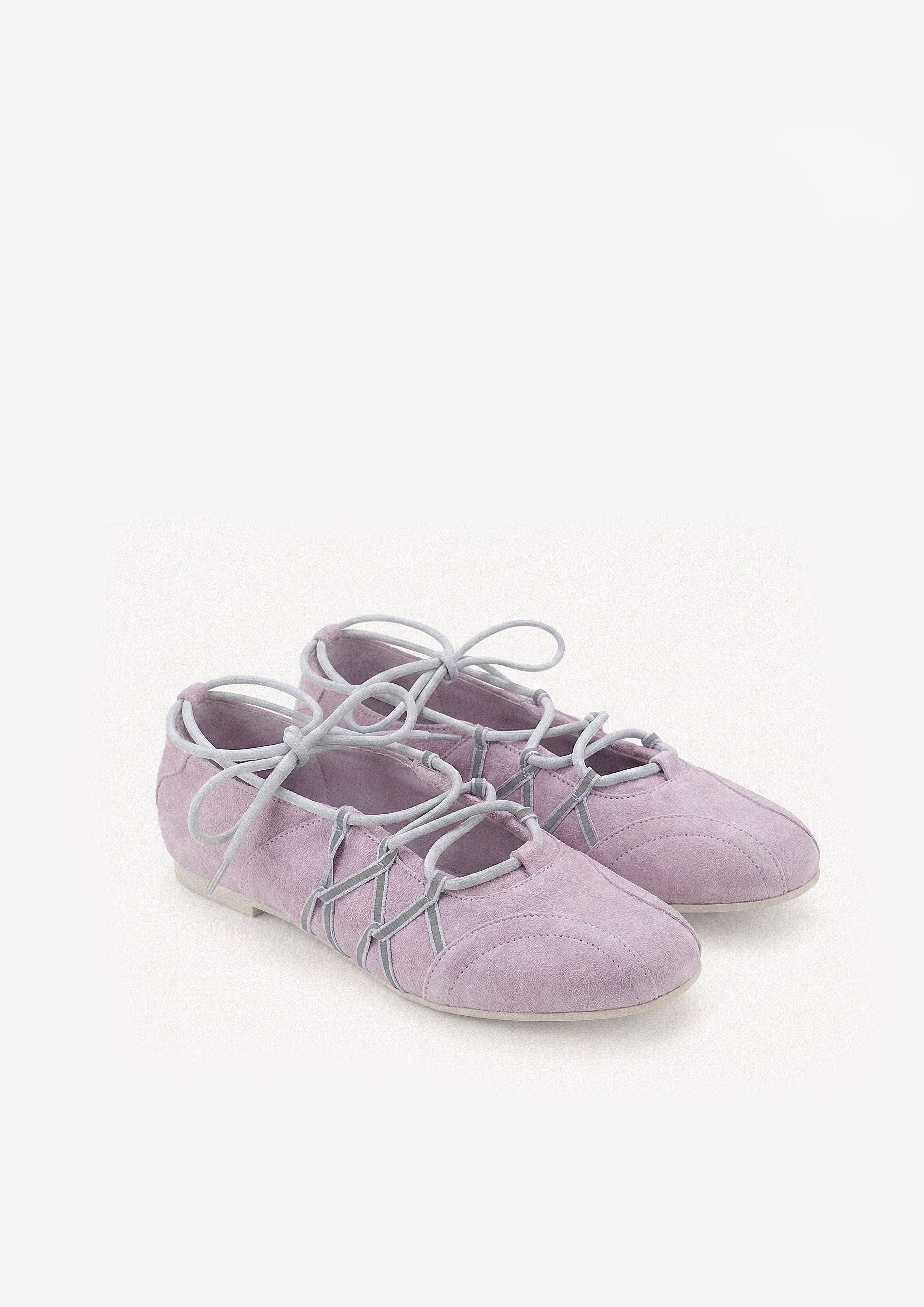 Iria Lace-Up Ballet Flats - Lavender Pink