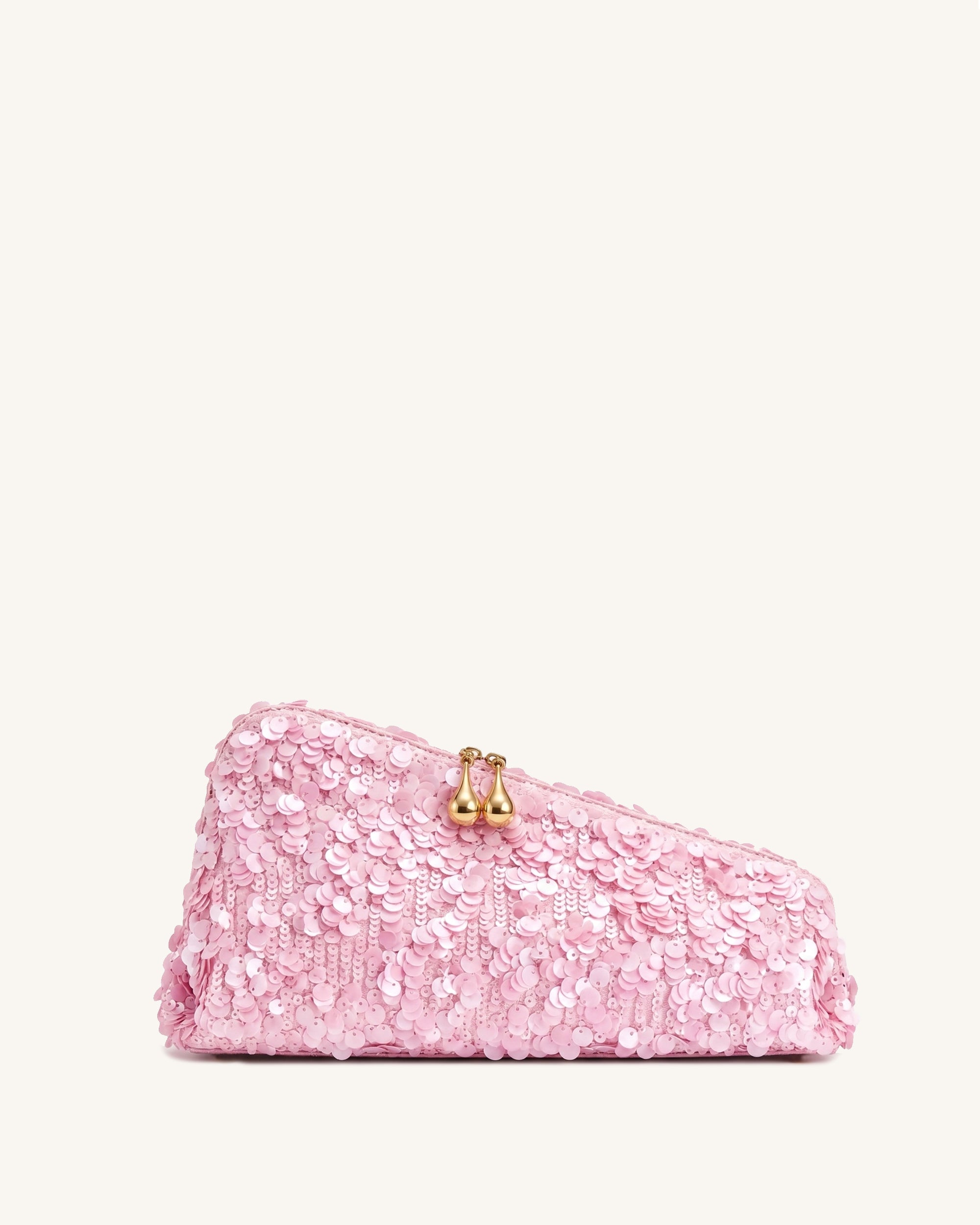 Nerina Sequin Draped Clutch - Blush Pink