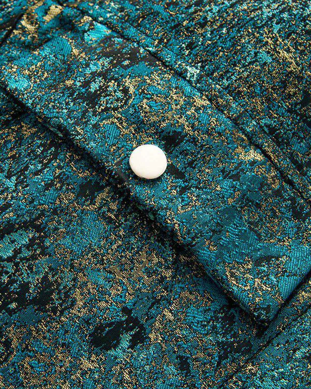 Metallic Abstract Pattern Jacket - Teal Gold