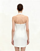 Floral Halter Bodycon Dress - White