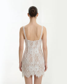 Eyelash Lace Bustier Bodycon Dress - White