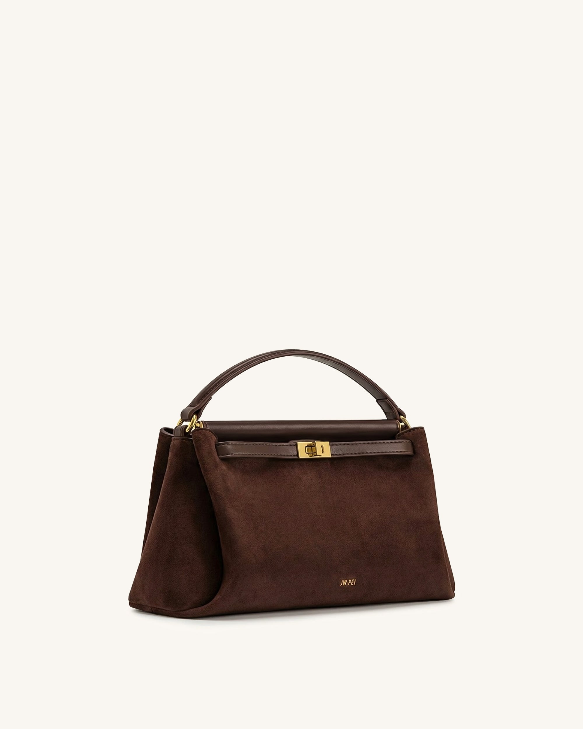 Carmen Faux Suede Top Handle Bag - Dark Brown