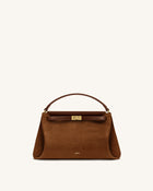 Carmen Faux Suede Top Handle Bag - Brown