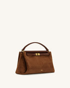 Carmen Faux Suede Top Handle Bag - Brown