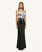 Orchid Embroidered Dress – Black/White