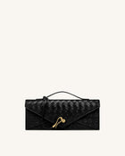 Celeste Woven Textured Envelope Top Handle Bag - Black